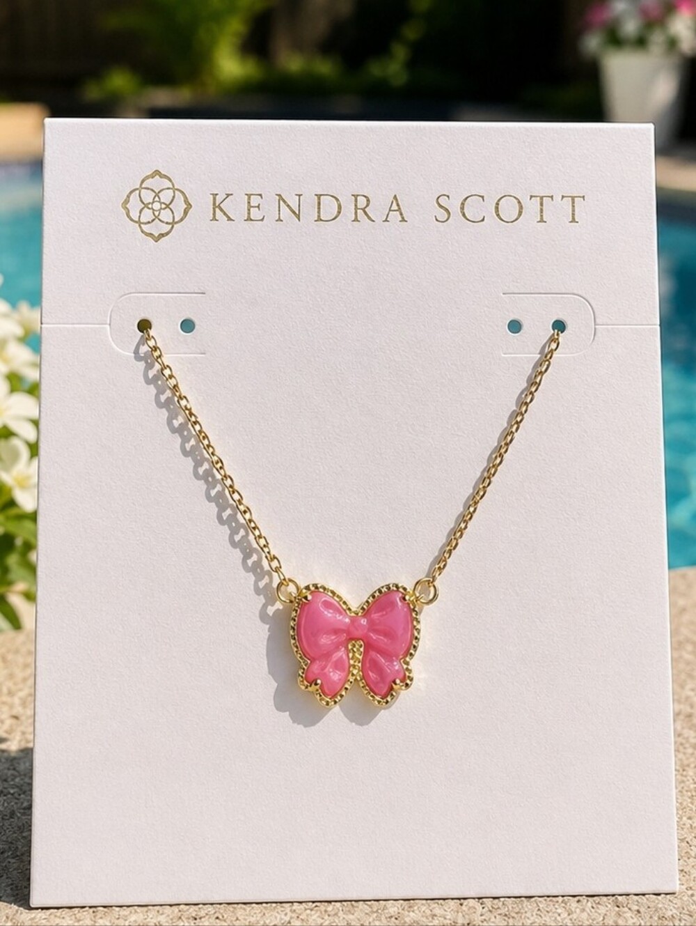 Kendra Scott Haley Pink Bow Pendant Necklace